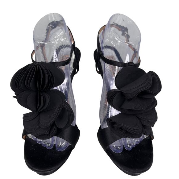 Badgley Mischka Black Satin Stilettos 5 1/2” Heel 9M - Picture 15 of 16